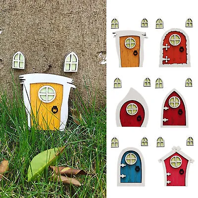 Fairy Door And Windows Set For Trees Miniature Fairy Pixie Garden Outdoor Decor • £6.59