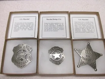 Famous Badges Of Old West -3 U.S. Marshal Replica Badges ALL NEW In Box • $40