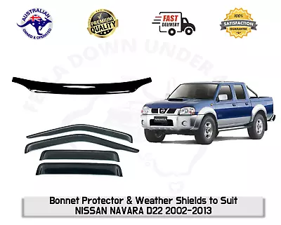 Bonnet Protector & Weather Shields Combo To Suit NISSAN NAVARA D22 2002-2013 • $115.56