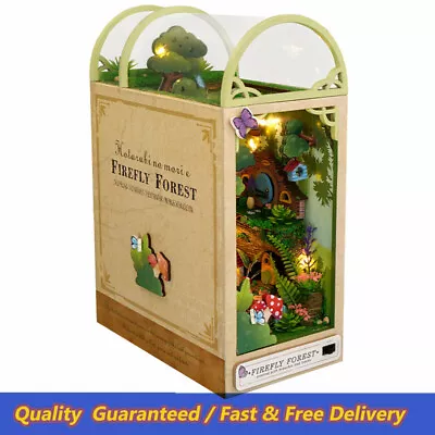 DIY Wooden Book Nook Shelf Insert Kit Miniature Fairy Tale Bookshelf Decoration • £27.59