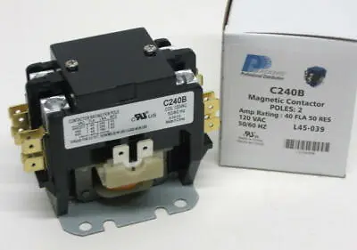 C240B Double Two 2 Pole 40 Amp 120 Volts A/C Contactor • $14.02