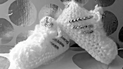 Baby Crochet Hand Made Shoes Trainers Sneakers Clothes Premature-12 Months • £4.99