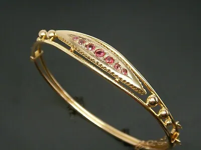 Vintage Antique 14k Rose Gold Over Bracelet / Bangle Ruby & Diamond 2.20Ct • $152.99