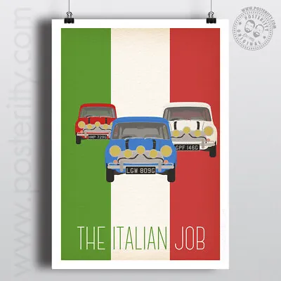 THE ITALIAN JOB - Minimalist Movie Poster Minimal Mini Cooper Print  Posteritty • £15