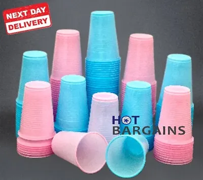 Plastic Cups Disposable Blue / Pink 7oz For Water Coolers Reusable Vending Cups • £3.49