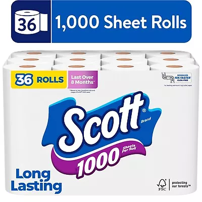 Scott 1000 Toilet Paper 36 Rolls 1000 Sheets Per Roll • $26.60