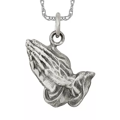 925 Sterling Silver Vintage Jesus Praying Hands Lord Serenity Prayer Necklace... • $164