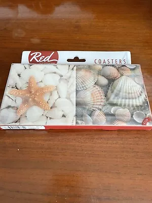 RED By  P. Graham Dunn Ceramic Coaster Set Of 4 Coastal Theme Made In USA • $8