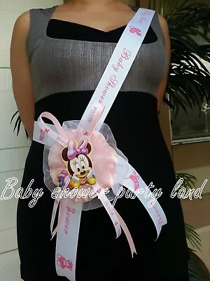 Baby Shower Minnie Mouse Mom To Be It's A Girl Sash Pink Ribbon And Corsage  • $16.99