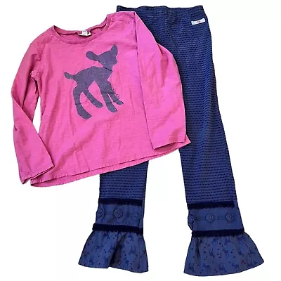 Naartjie Kids Girls Vintage XXXL 9 Pink & Purple Deer Outfit Top & Pants Set • $25