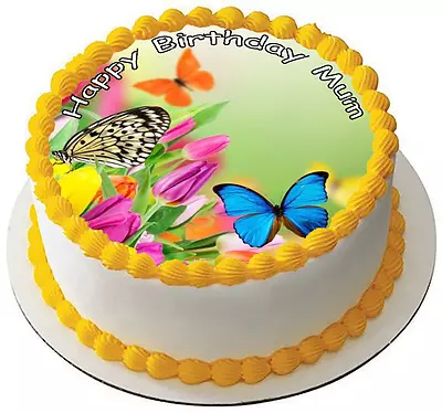 BUTTERFLY FLOWER 7.5  PREMIUM Edible ICING Cake Topper DECORATION D1 • £9.47