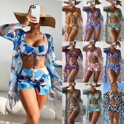 Women Bikini Set Swimwear Cover Up Ladies Long Sleeve High Waist Swimsuit • $15.26