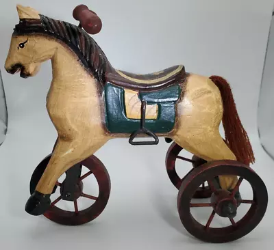 Wooden Horse On Wheels With Handlebars And Saddle - Really Rolls • $15.95