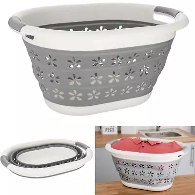 Large Collapsible Laundry Basket Foldable Compact Washing Cloth Storage Bin • £9.95