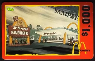 $1000. McDonald's 1996 Promotional / Advertising Sample Card (Nice!) Phone Card • $6.23