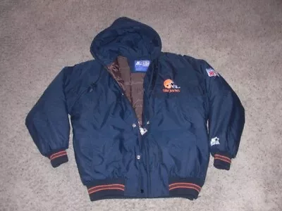 Vintage 90s CLEVELAND BROWNS Zip BLACK Hood PARKA STARTER JACKET Medium • $70.83