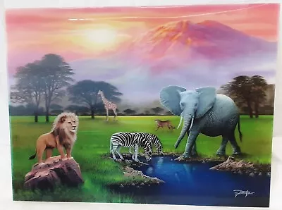 Safari Scene AFRICAN ANIMALS - 3D PICTURE 400mm X 300mm (NEW) • £5.75