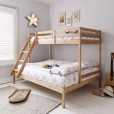 £199.99 • Buy Triple Sleeper Bed Bunk Bed In Natural Double & Single Kids Kent
