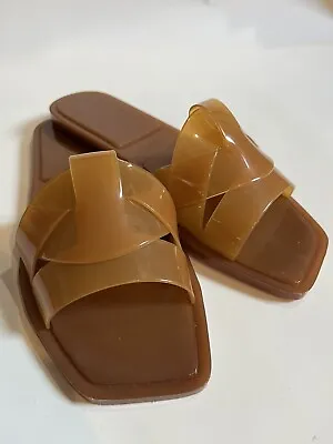 ZARA Tan Brown Jelly Sandals Size EU 36 US 6 • $20