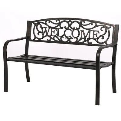 50  Patio Garden Bench Park Yard Outdoor Furniture Steel Frame Porch Chair W23 • $91.99