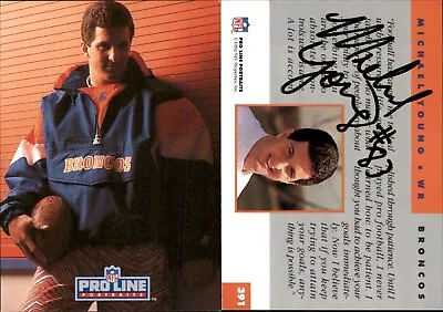 Michael Young Signed 1992 Pro Line Portraits #391 Card Denver Broncos Auto AU • $0.01