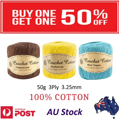 $2.95 • Buy 100% Cotton Knitting Wool Yarn Super Soft Crochet Thin Fine Thread Craft 50g 