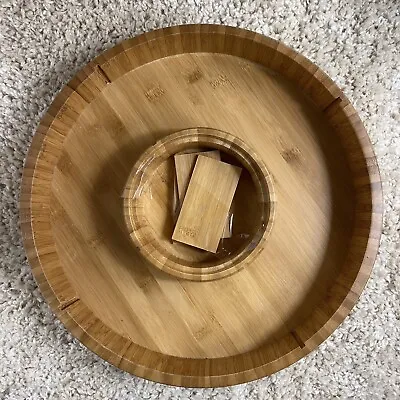 Core Bamboo Lazy Susan Adjustable Chip And Dip Bowl Platter Charcuterie • $24.99