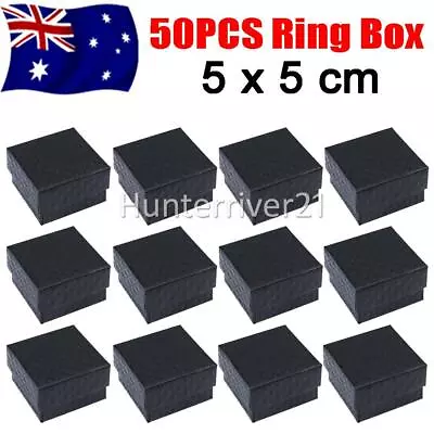 $25.85 • Buy Ring Box JEWELLERY Gift Case | 50 Pack BULK 5x5cm | PLAIN Black | AUS Stock