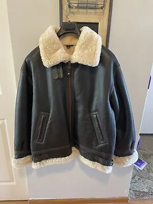 Cabela's Aviator Sheepskin Shearling Leather Coat (Large) • $400