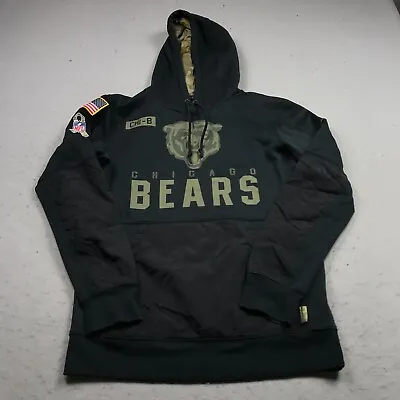 Chicago Bears Hoodie Mens Small Black Nike Salute To Service Military Sweatshirt • $27.99