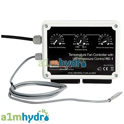 Rhino Fan Speed Controller 2X300W Thermostatic Temperature Control Hydroponics • £89.99