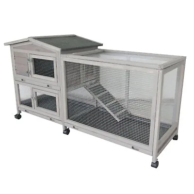 Flyline Bunny House Rabbit Hutch Guinea Pig Cage On Wheels • $199