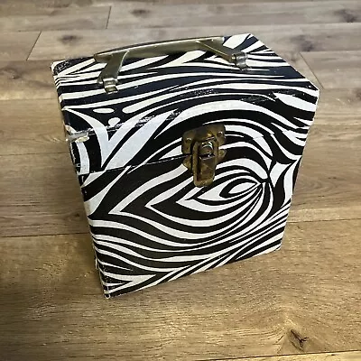 Vintage Zebra Psychedelic 45 RPM Record Holder Carry Case Box Vinyl Record 7” • $38.99