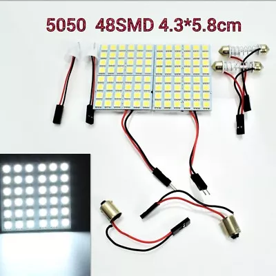 48SMD LED Panel Interior Light T10 194 168 Dome Festoon Bulb BA9S Adapter White • $14.50