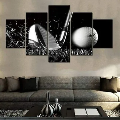 Black And White Canvas Wall Art 5 Pieces Golf Sport Decoration Wall Décor Framed • $24.95