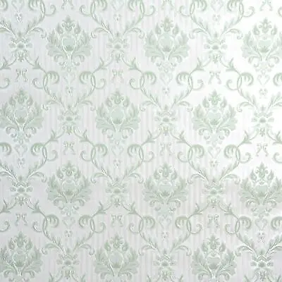 £9.49 • Buy Holden Decor Emily Floral Damask Wallpaper Green Traditional Textured
