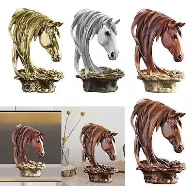 Horse Head Statue Tabletop Ornament Animal Bust Sculpture • £24.61
