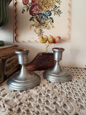 Jostens Pewter Vintage Candlesticks Pair England 4 Inch  • $21