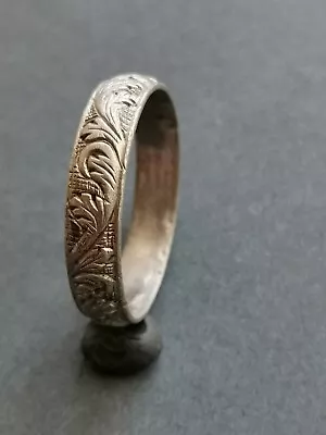 Ancient MEDIEVAL Silver Wedding Ring Handmade With A Shtihel Leaves  - RARE!!! • $327