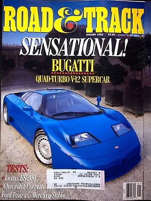 Vtg. Bugaimni Quad-turbo - Road & Track Magazine Volume 43 Number 5 Jan 1992 • $5.57