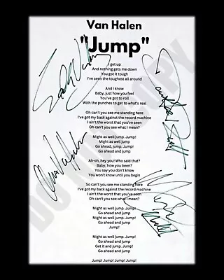 Van Halen Jump Song Lyrics Band Members Signature Autograph Reprint 8x10 Photo • $11.99