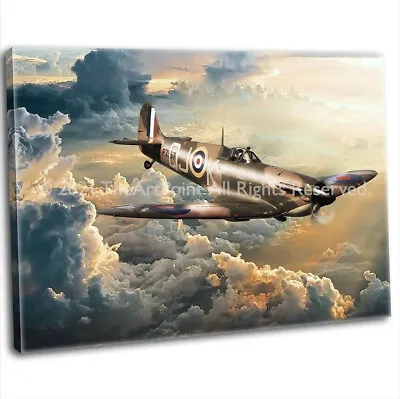 £29.99 • Buy RAF WW2 Military Spitfire Canvas Print Framed Digital Painting Art Picture (4)