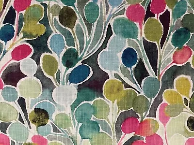 Mardi Gras  Linen Pink Green Fabric Curtain Blind Upholstery • £2.50