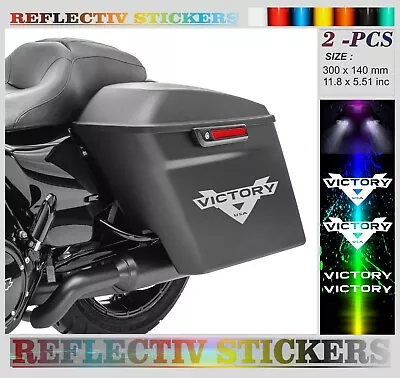 Reflective Victory Motorcycles USA 'V' Stickers / Decals For Saddlebags Cases • $26