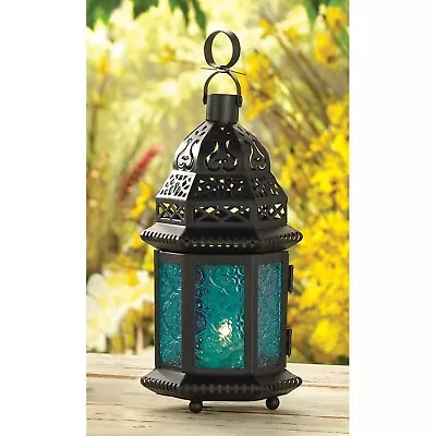 Blue Glass Moroccan Style Lantern • $14.95