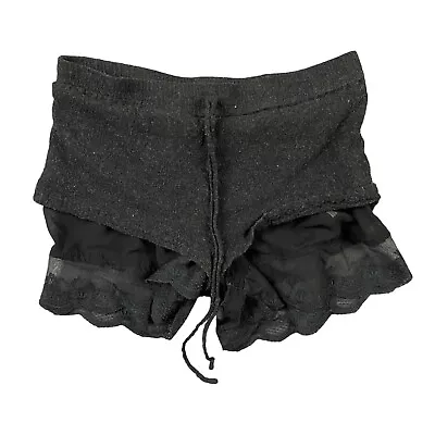 Zara Shorts Womens Small Black Gray Floral Lace Ladies Cotton Stretch Basic • $10