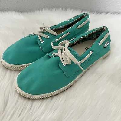 Keen Women's Maderas Green Canvas Vegan Boat Shoes Slip On Loafer Size 10.5 • $18.99