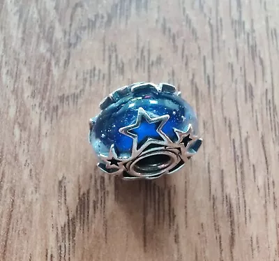 Genuine Pandora Galaxy Blue & Star Murano Glass & Silver Charm • £18