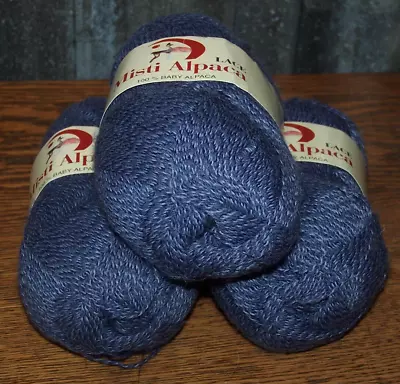 3 Skeins Misti Alpaca Lace Yarn/Baby Alpaca 2 Ply Wool/Made Peru/Heather Blues • $19.99