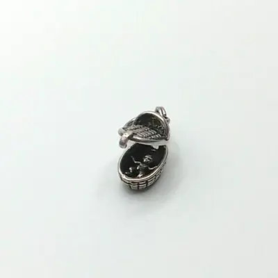 Vintage Sterling Silver Hinged Basket Baby Bassinet Charm Pendant Free Ship • $68.51